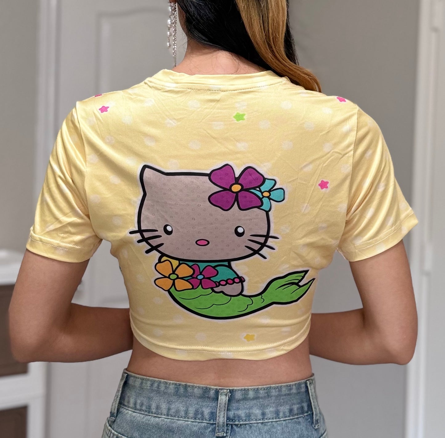 Hello Kitty O-Neck Short Sleeve Tee Y2K Women T-Shirt Fashion Cute Cartoon printing