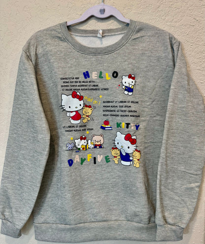 Hello Kitty Pullover Sweatshirt Long Sleeves Warm Thickening Trendy Women Wear for Autumn Winter