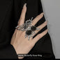 Vintage Metal Black Rose Hallow Butterfly Adjustable Ring For Women Fashion Exquisite Jewelry