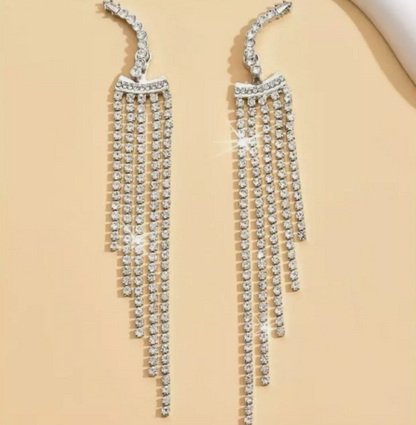 Bling Dangle Drop Earrings Silver Plated Sparkly Shiny Women's Fancy Earrings NEW